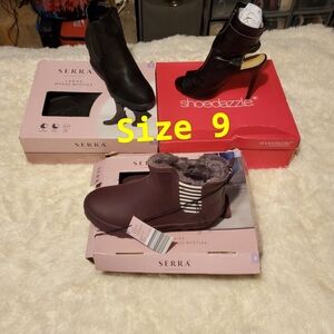 Serra Women's Black and Burgundy Ankle Boots